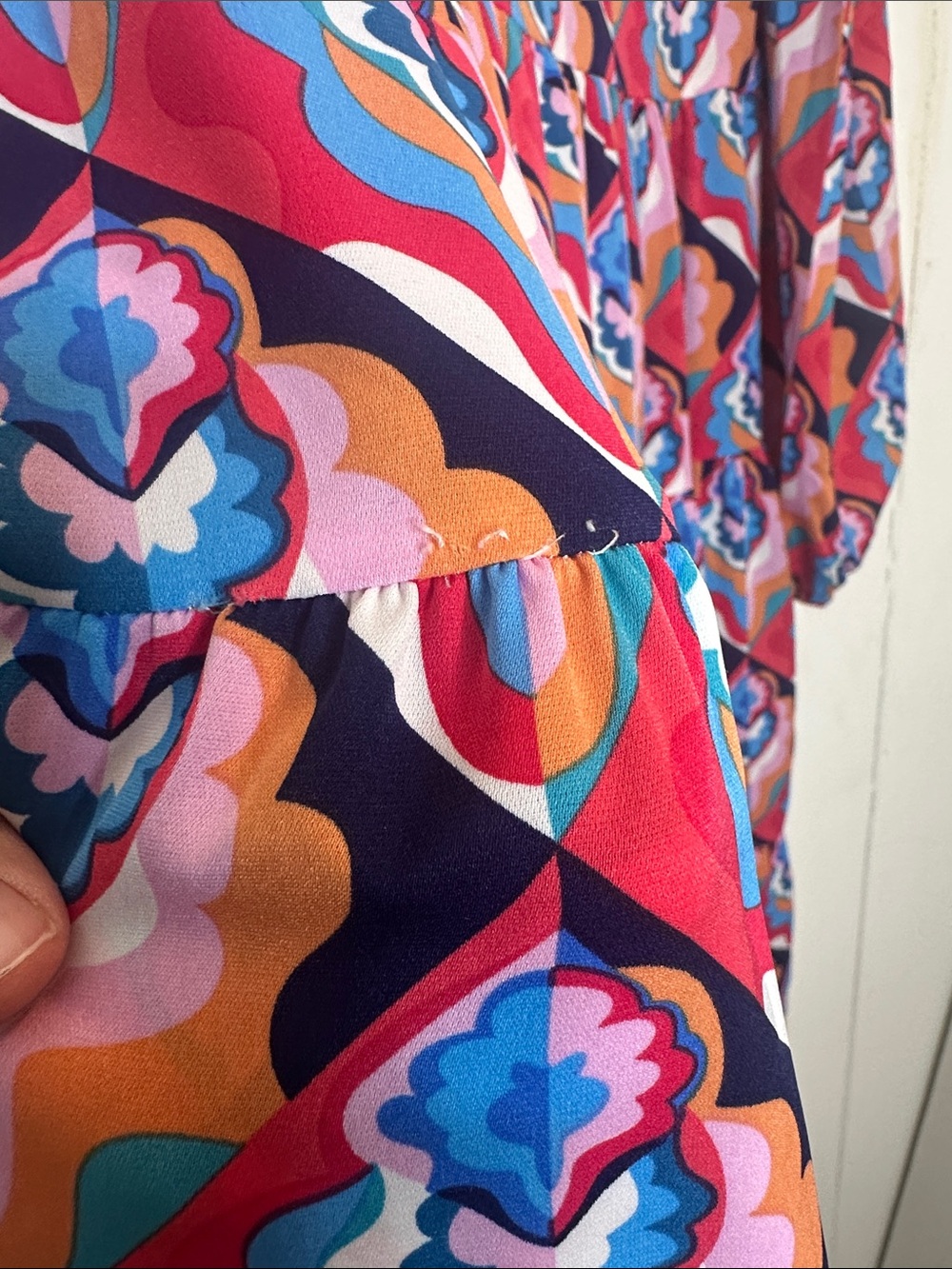 Source Unknown Pink and Blue Geometric Tiered Maxi Dress - Picture 10 of 10